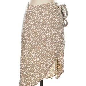 Pink Lily wrap Beige Patterned Skirt